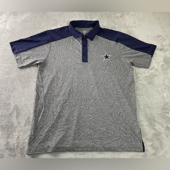 Dallas Cowboys Authentic Polo Golf Shirt Medium Blue Gray Embroidered Star - Picture 1 of 8
